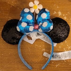 Minnie Mouse Sequined Ear Headband with Flower